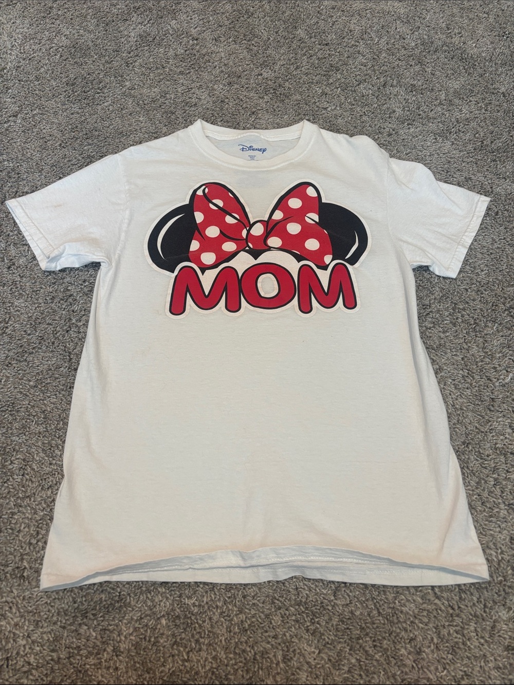 Disney White Tee with Red Minnie Bow MOM Graphic